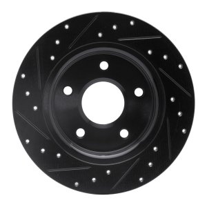 Chrysler Town & Country Brake Rotor (1) - Rear Right - R1 Concepts - Drilled & Slotted - Black - `08-`16
